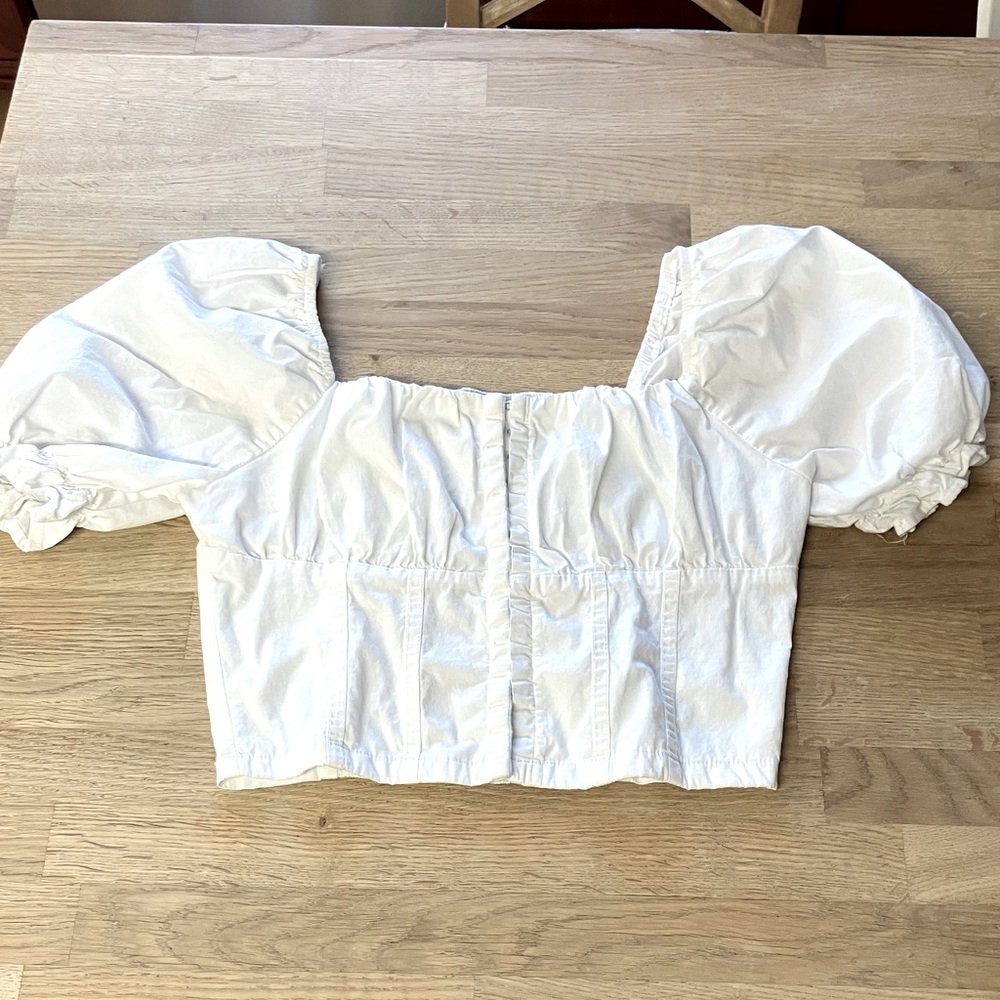 Y2k Papaya women’s White corset Puff Sleeve top Size:L juniors
